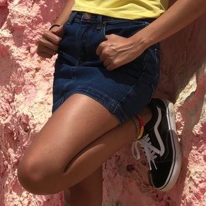 Dark wash denim jean skirt